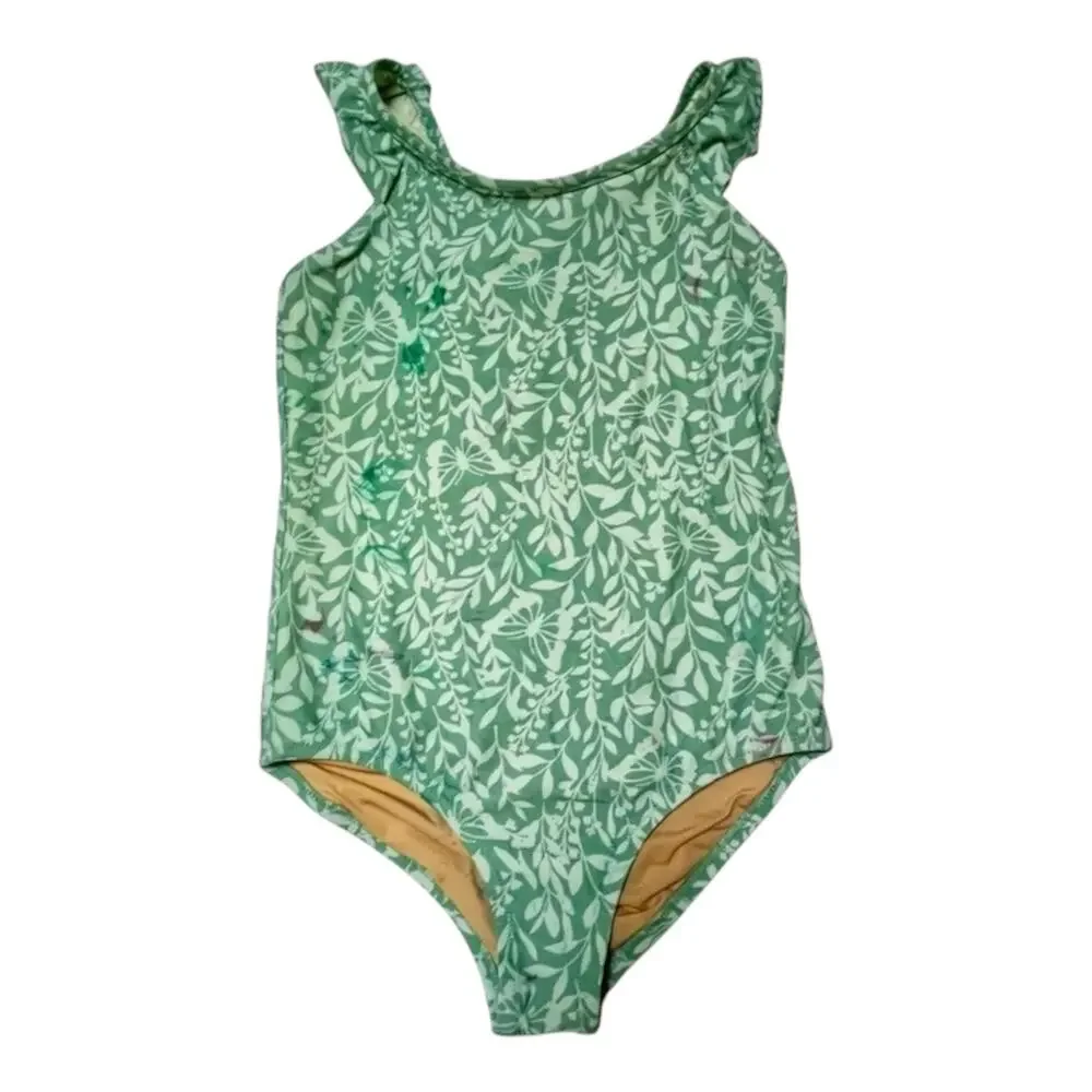 Crewcuts One Piece Floral Ruffle Swim Suit Size 8
